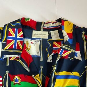 Liz Claiborne long sleeve flag shirt 10 nautical, resortwear, Cruz